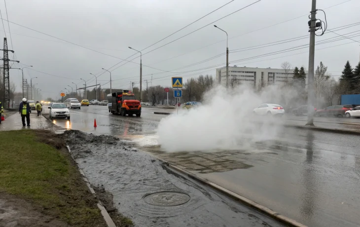 Кипяток затопил улицы Новосибирска из-за ЧП