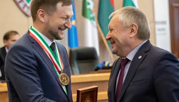 Мэр Кудрявцев поздравил Дмитрия Асанцева с медалью за вклад в развитие Новосибирска